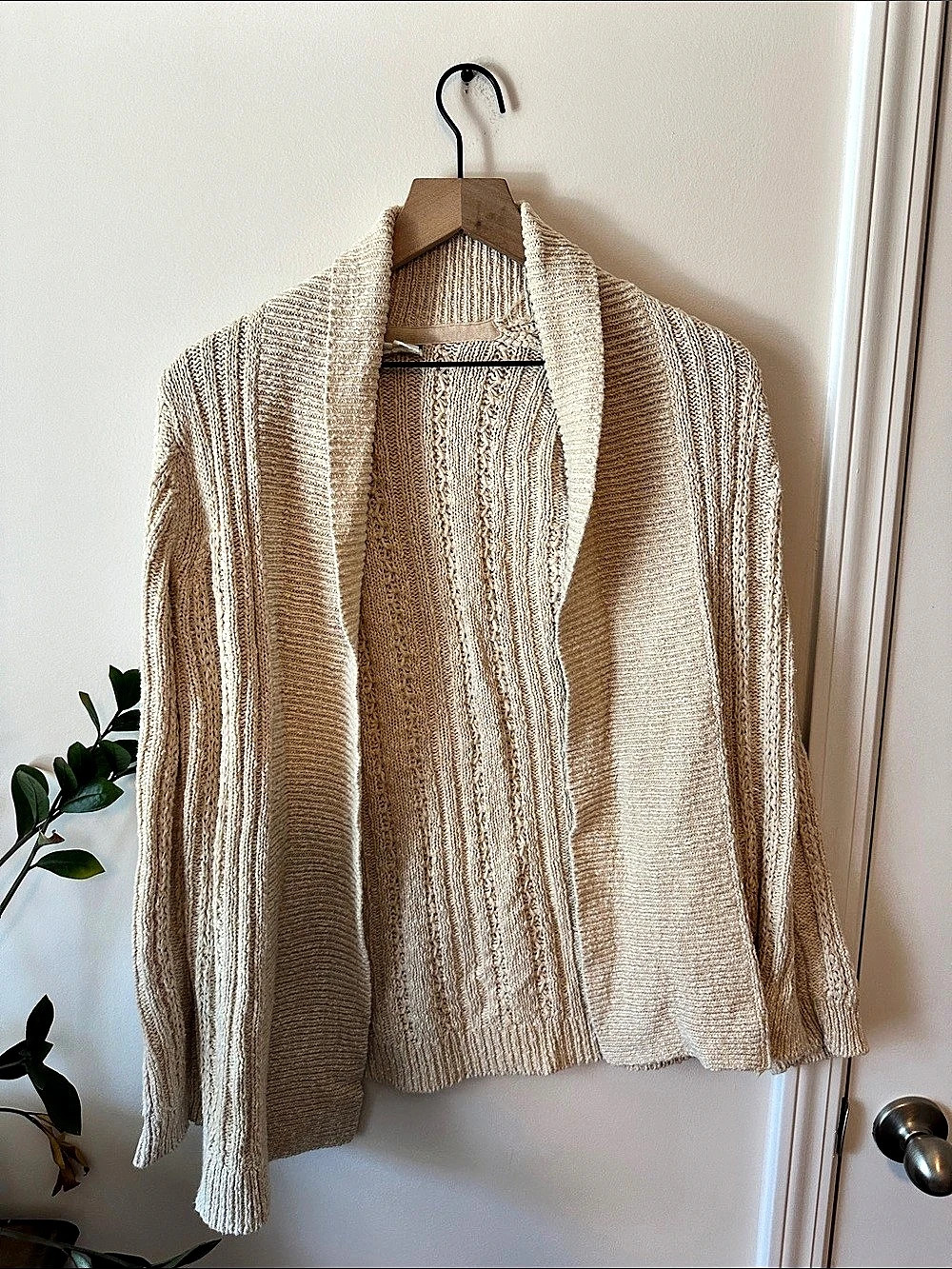 Anthropologie Open-Front Knit Cardigan in Cream Size XS